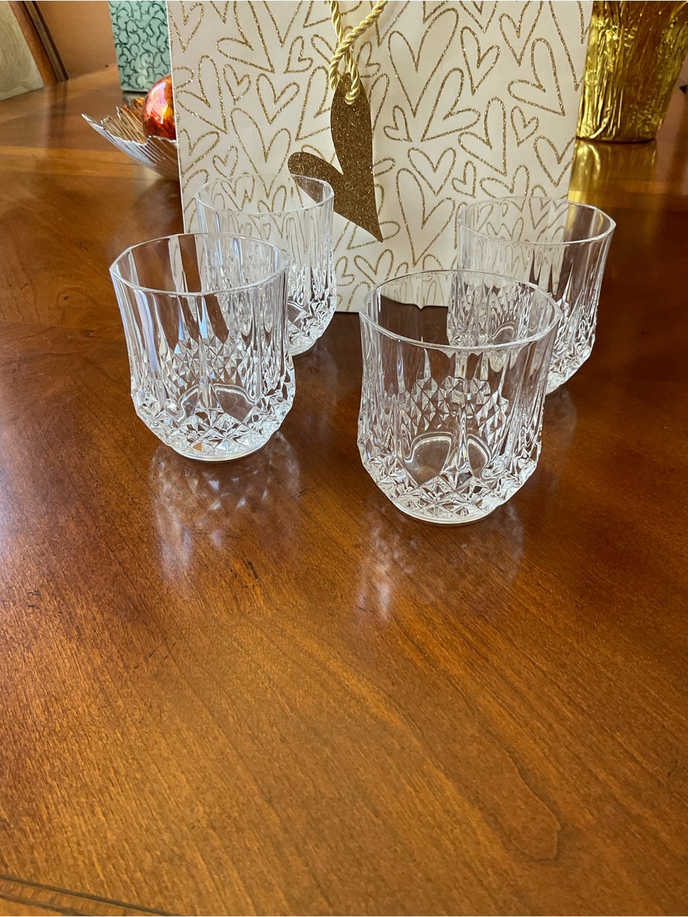 Set 4 Cristal D'Arques Longchamp Crystal Old Fashioned Glasses France 3.75” tall